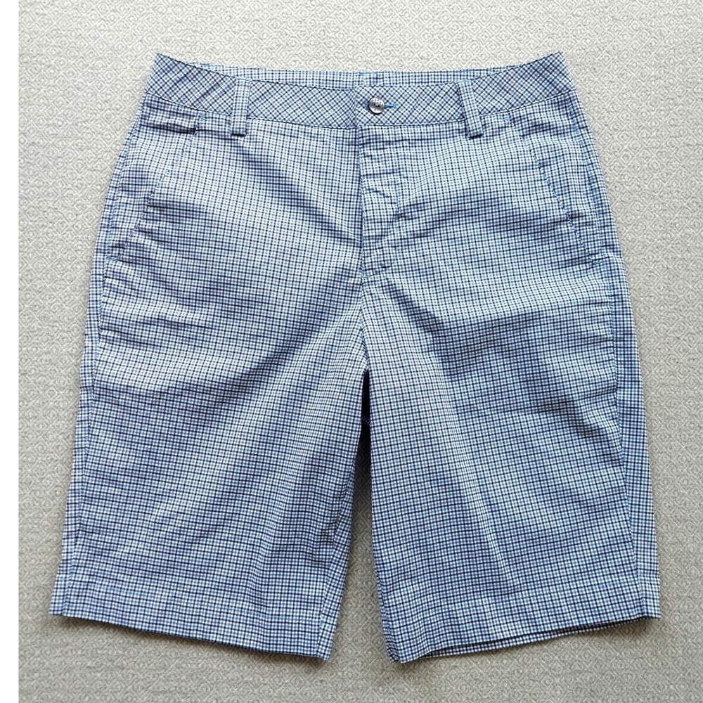Puma Shorts Mens 32 Blue Gingham Golf Performance Plaid Stretch 10in Inseam